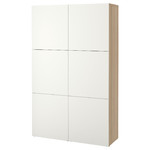 BESTÅ Storage combination with doors, white stained oak effect, Lappviken white, 120x40x192 cm