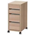 MICKE Drawer unit on castors, white stained oak effect, 35x50x75 cm