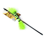 Dingo Cat Toy Fishing Rod, green feather tail