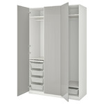 PAX / FARDAL Wardrobe combination, white, high-gloss light grey, 150x60x236 cm