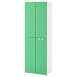 SMÅSTAD / PLATSA Wardrobe, white green, with 2 clothes rails, 60x40x180 cm