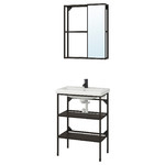 ENHET / TVÄLLEN Bathroom furniture, set of 9, anthracite, Glypen tap, 64x43x87 cm