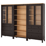 HEMNES Storage combination w doors/drawers, black-brown, light brown, 270x197 cm