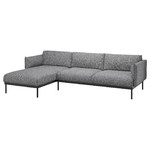 ÄPPLARYD 3-seat sofa with chaise longue, Lejde grey/black