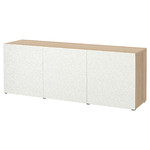 BESTÅ Storage combination with doors, white stained oak effect/Laxviken white, 180x42x65 cm