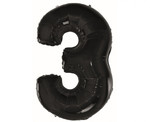 Foil Balloon Number 3, black, 92cm