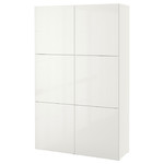 BESTÅ Storage combination with doors, white, Selsviken high-gloss/white, 120x40x192 cm