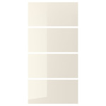 HOKKSUND 4 panels for sliding door frame, high-gloss light beige light beige, 100x201 cm