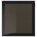 GLASSVIK Glass door, black, smoked glass, 60x64 cm