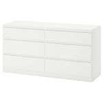 KULLEN Chest of 6 drawers, white, 140x72 cm