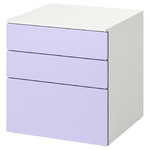 SMÅSTAD / PLATSA Chest of 3 drawers, white/lilac, 60x57x63 cm