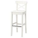 INGOLF Bar stool with backrest, white, 74 cm