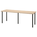 LAGKAPTEN / ADILS Desk, white stained oak effect, black, 200x60 cm