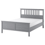 HEMNES Bed frame with mattress, grey stain/Åkrehamn firm, 140x200 cm