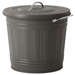 KNODD Bin with lid, grey, 16 l