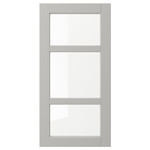 LERHYTTAN Glass door, light grey, 40x80 cm