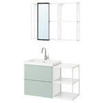 ENHET Bathroom, white/pale grey-green, 102x43x65 cm