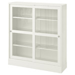HAVSTA Glass-door cabinet door with plinth, white, 121x37x134 cm