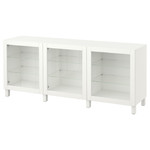 BESTÅ Storage combination with doors, white, Sindvik white, clear glass, 180x40x74 cm