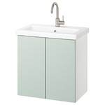 ENHET / TVÄLLEN Wash-stnd w doors/wash-basin/tap, white/pale grey-green, 64x43x65 cm