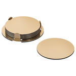 GLATTIS Coasters with holder, brass-colour, 8.5 cm