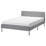 SLATTUM Upholstered bed frame, Knisa light grey, 160x200 cm