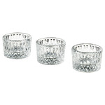 SMÄLLSPIREA Tealight holder, clear glass/patterned, 4 cm, 3 pack