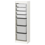 TROFAST Storage combination with boxes, white, white gray, 46x30x145 cm