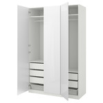 PAX Wardrobe, white, Fardal high-gloss white, 150x60x236 cm