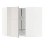 METOD Corner wall cabinet with carousel, white, Ringhult light grey, 68x60 cm