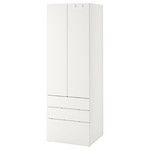 SMÅSTAD / PLATSA Wardrobe, white white/with 3 drawers, 60x57x181 cm