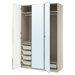 PAX / ÅHEIM Wardrobe combination, grey-beige/mirror glass, 150x60x236 cm