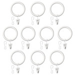 SYRLIG Curtain ring with clip and hook, white, 38 mm