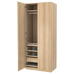 PAX / FORSAND Wardrobe combination, white stained oak effect, white stained oak effect, 100x60x236 cm