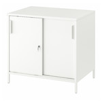 TROTTEN Cabinet with sliding doors, white, 80x75 cm