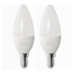 SOLHETTA LED bulb E14 470 lumen, chandelier/opal white, 2 pack
