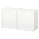 BESTÅ Shelf unit with doors, Hanviken white, 120x40x64 cm