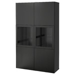 BESTÅ Storage combination w/glass doors, Lappviken, Sindvik black-brown, clear glass, 120x40x192 cm