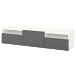BESTÅ TV bench with drawers and doors, white/Västerviken dark grey, 180x42x39 cm