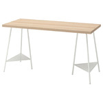 LAGKAPTEN / TILLSLAG Desk, white stained oak effect white, 140x60 cm