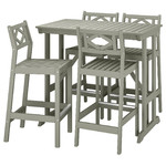 BONDHOLMEN Bar table and 4 bar stools, gray stained