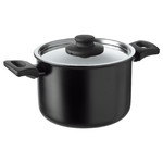 HEMLAGAD Pot with lid, black, 3 l