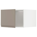 METOD Top cabinet for fridge/freezer, white/Upplöv matt dark beige, 60x40 cm