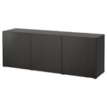 BESTÅ Storage combination with doors, black-brown, Lappviken black-brown, 180x42x65 cm