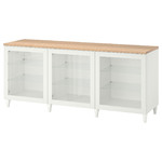 BESTÅ Storage combination with doors, white, Ostvik/Kabbarp white clear glass, 180x42x76 cm