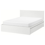 MALM Bed frame, high, w 4 storage boxes, white, Lönset, 160x200 cm