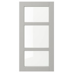 LERHYTTAN Glass door, light grey, 40x80 cm