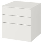 SMÅSTAD / PLATSA Chest of 3 drawers, white, white, 60x55x63 cm