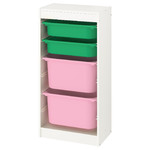 TROFAST Storage combination, white, green pink, 46x30x94 cm