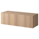 BESTÅ Shelf unit with doors, Lappviken white stained oak effect, 120x40x38 cm